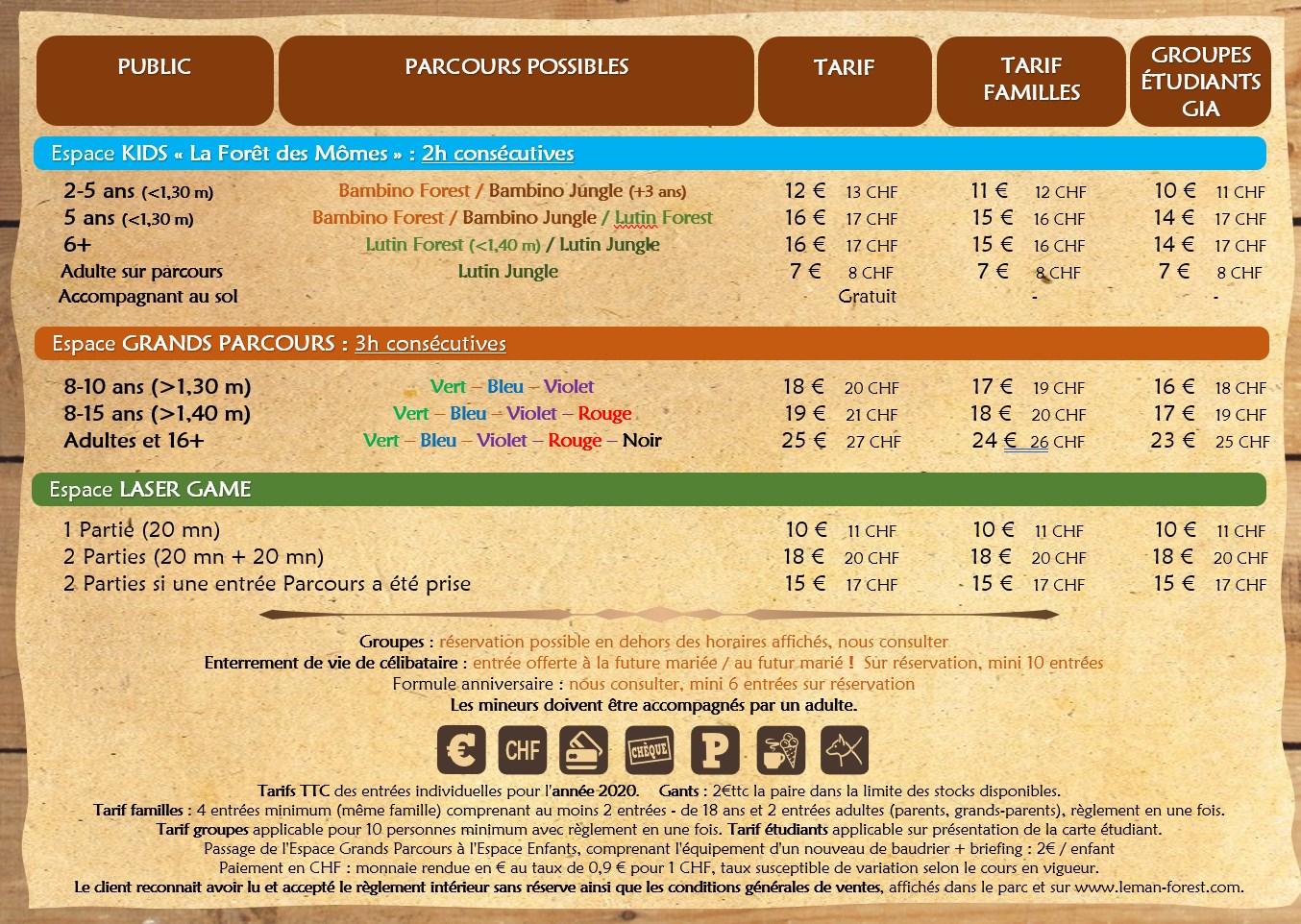 tarifs leman forest